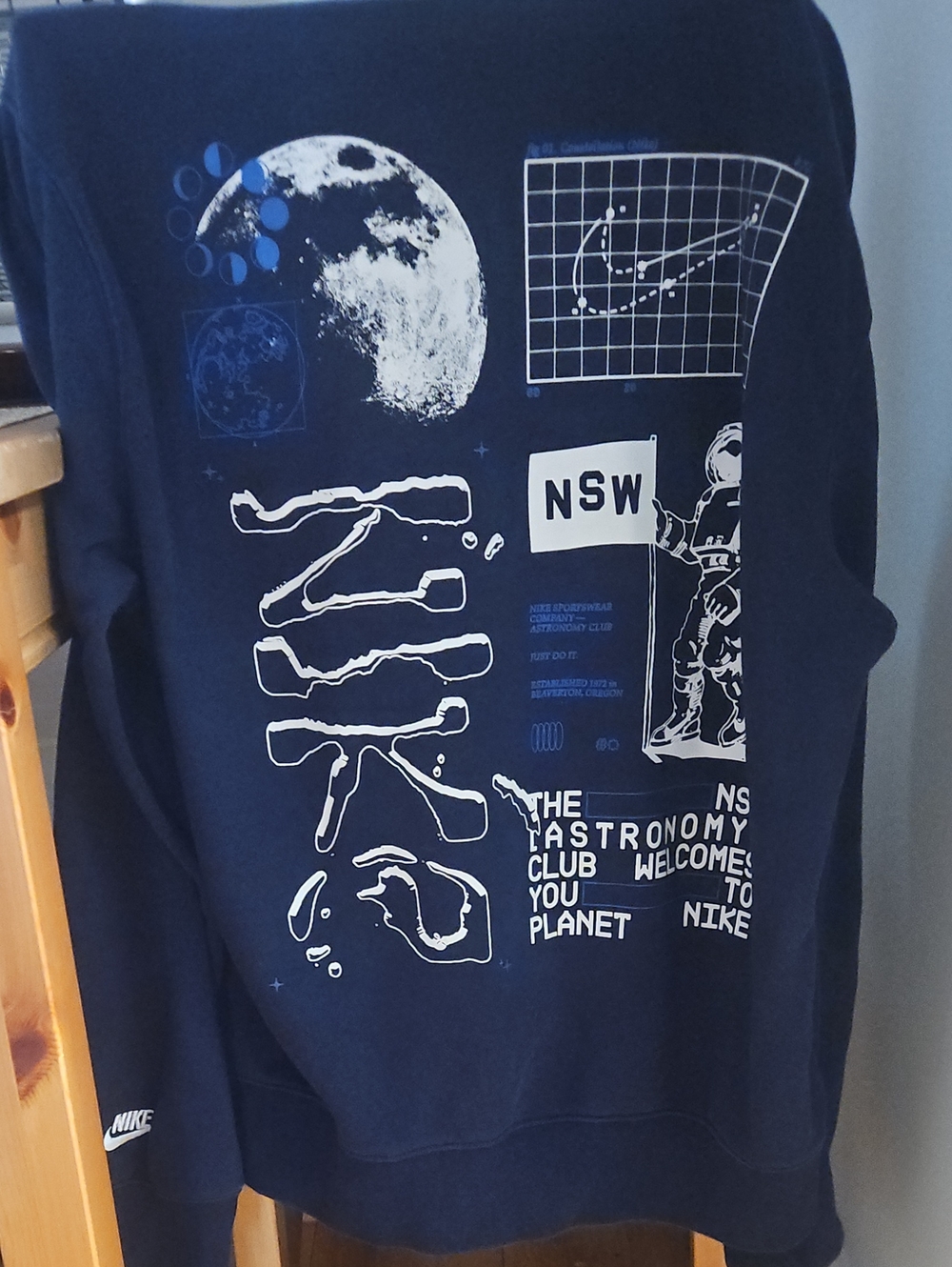 Nike Navy Crewneck Sweatshirt with White & Blue Space Graphic